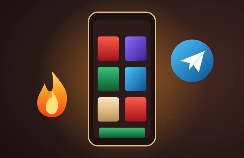 Smartfon z grami i ikona Telegrama – aplikacja Hotline Casino